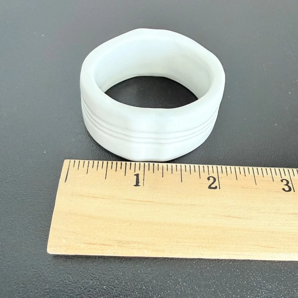 Vintage White Milk Glass Napkin Rings Set of 6 Ribbed Paneled Tableware Unmarked